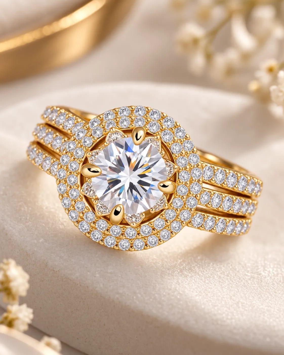 Seravelle Crystal Halo Statement Ring