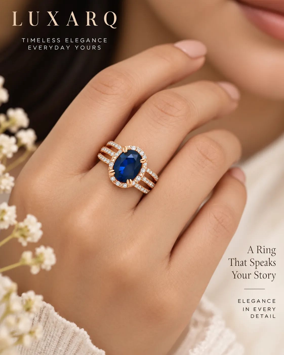 Azelle Blue Oval Statement Ring