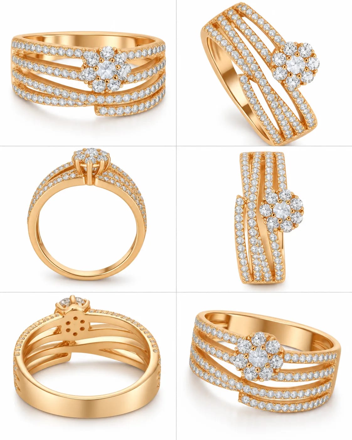 Valencia Multi-Layer Gold Statement Ring