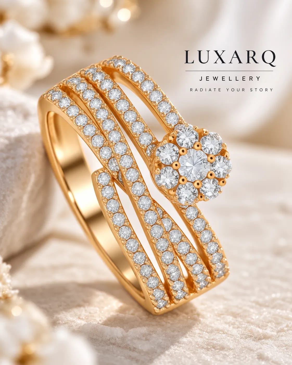 Valencia Multi-Layer Gold Statement Ring