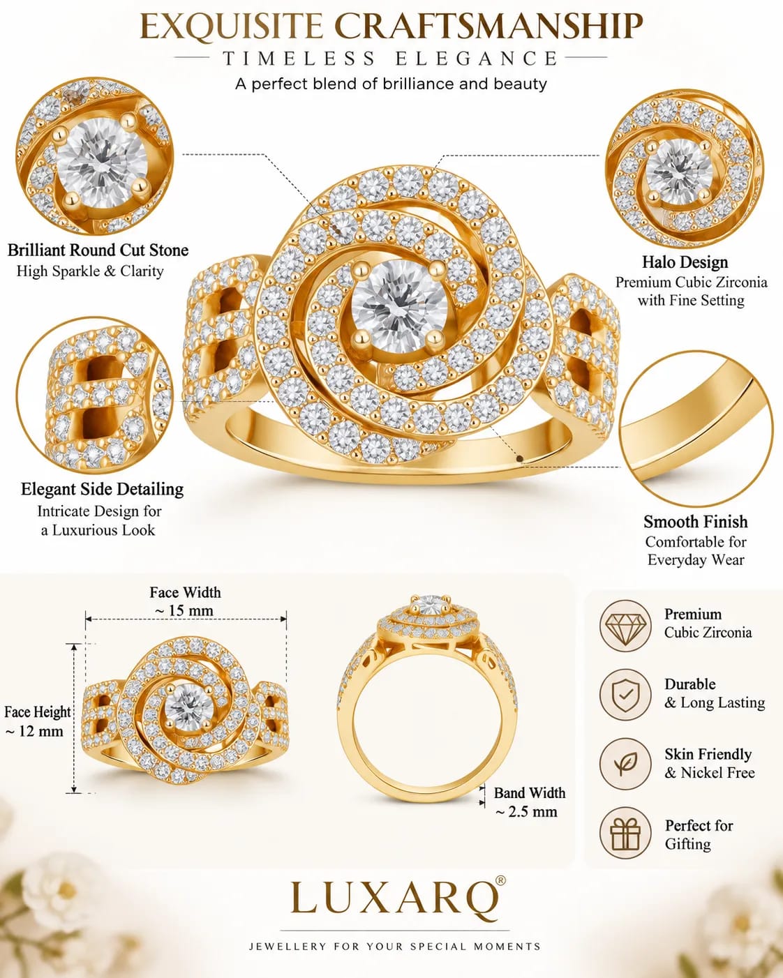 Spiralia Cubic Zirconia Spiral Statement Ring