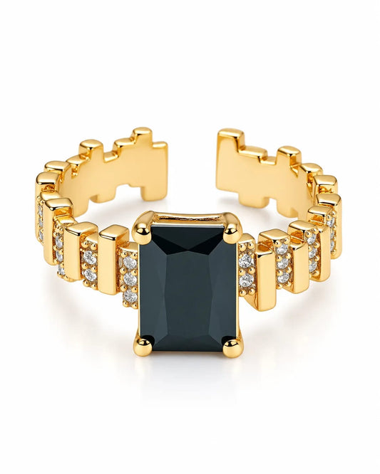 Noirelle Black Stone Statement Ring