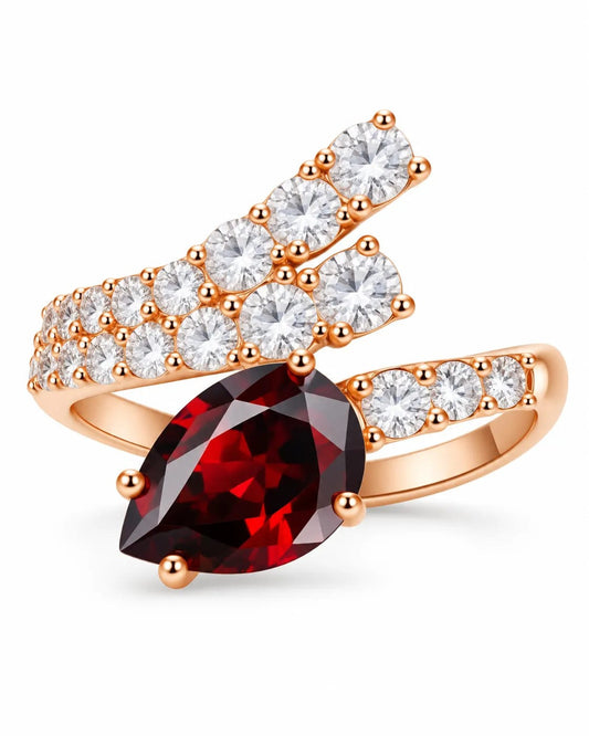 Ravielle Red Pear Shaped Statement Ring