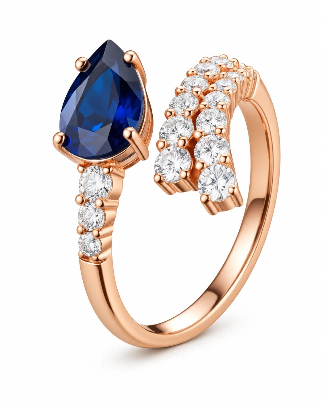 LUXARQ Blue Pear Shaped Statement Ring