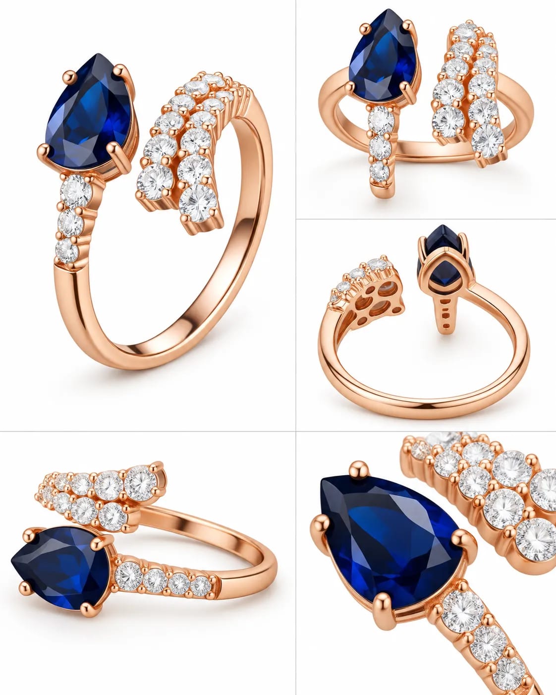 LUXARQ Blue Pear Shaped Statement Ring