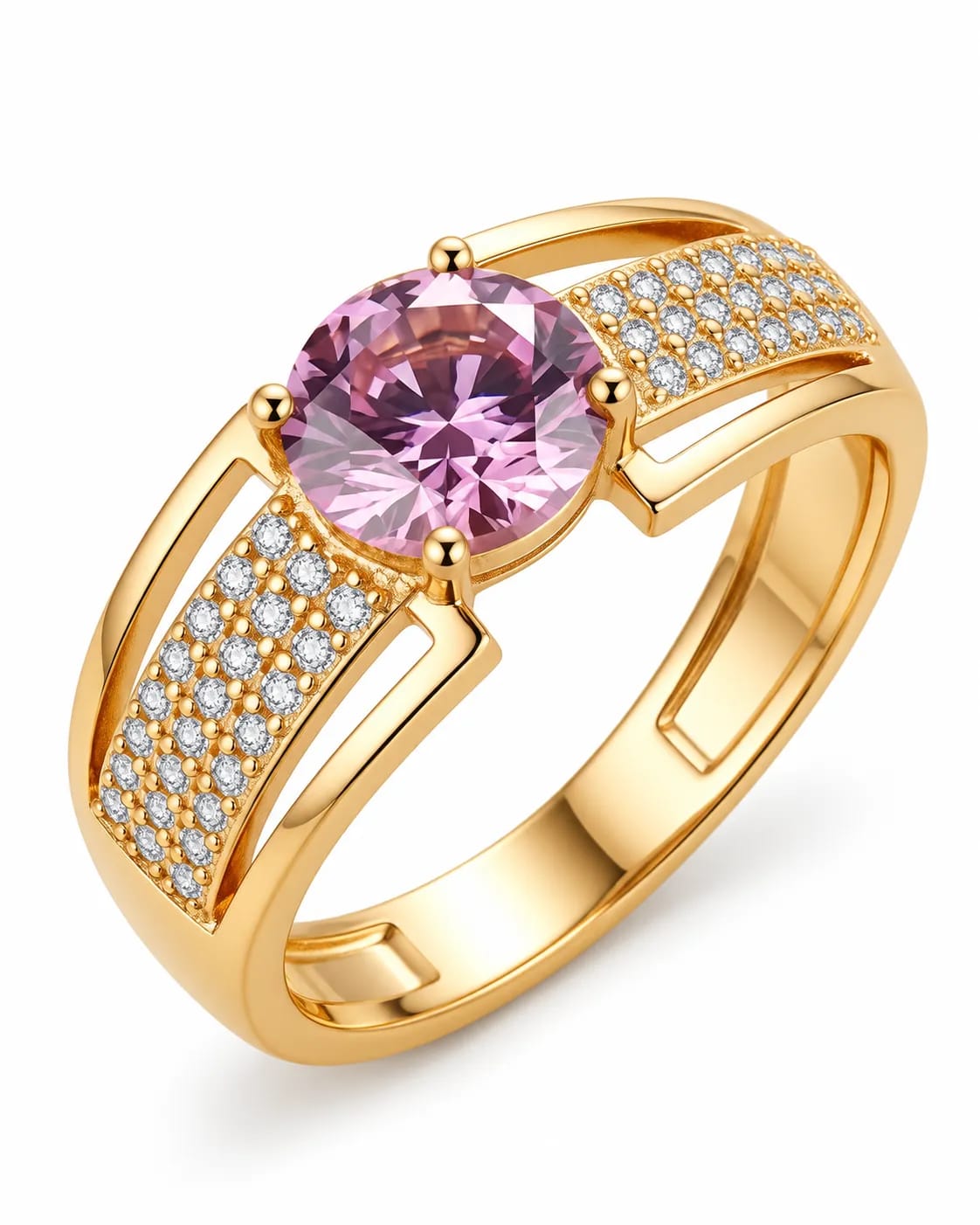 LUXARQ Pink Zircon Gold Plated Statement Ring