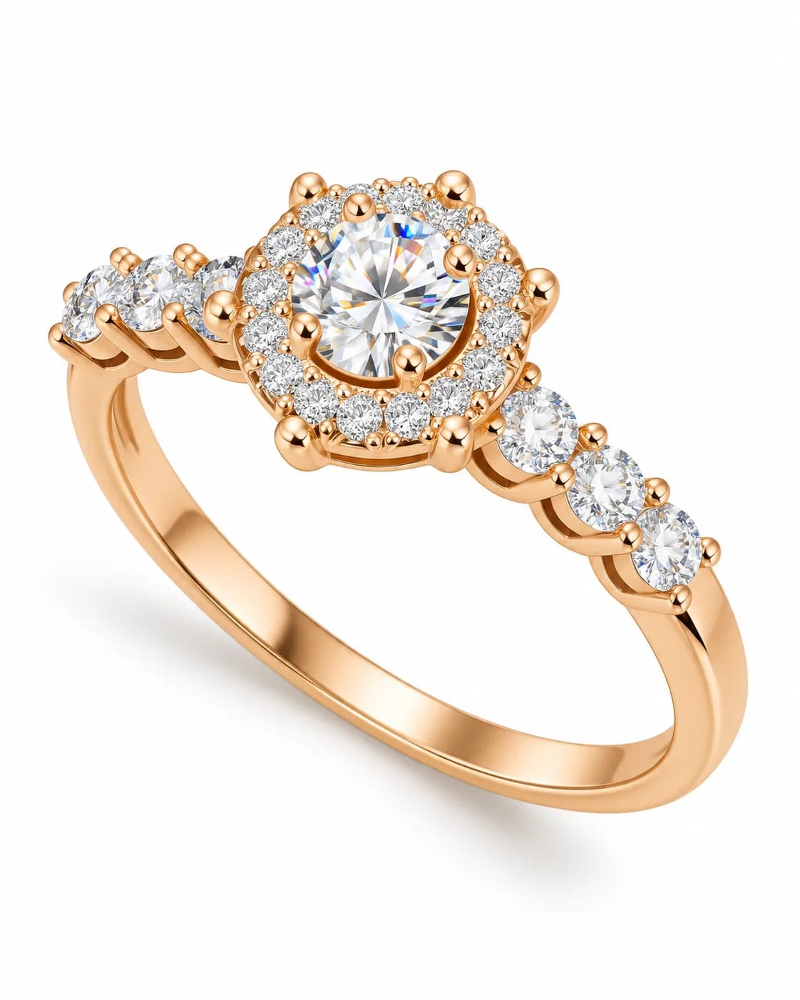 LUXARQ Gold Plated Cubic Zirconia Solitaire Statement Ring