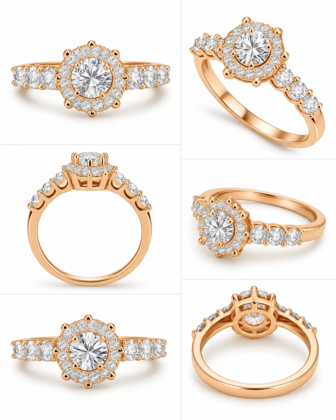 LUXARQ Gold Plated Cubic Zirconia Solitaire Statement Ring