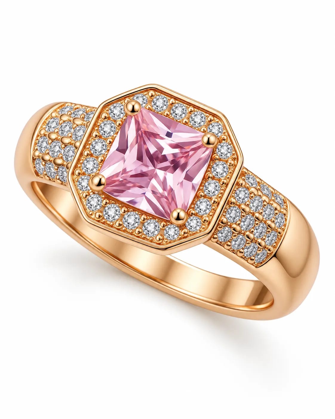LUXARQ Pink Stone Statement Ring for Women