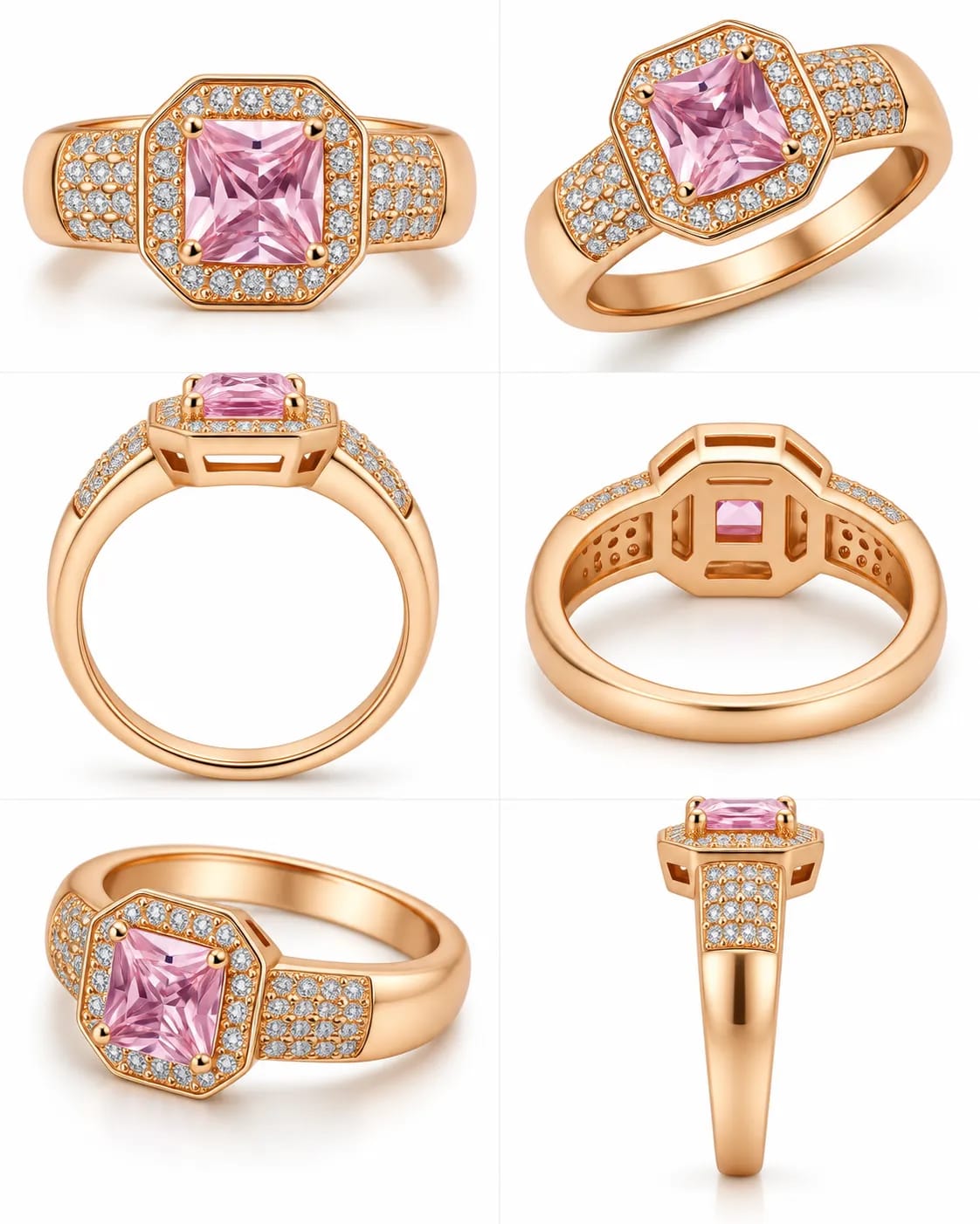 LUXARQ Pink Stone Statement Ring for Women