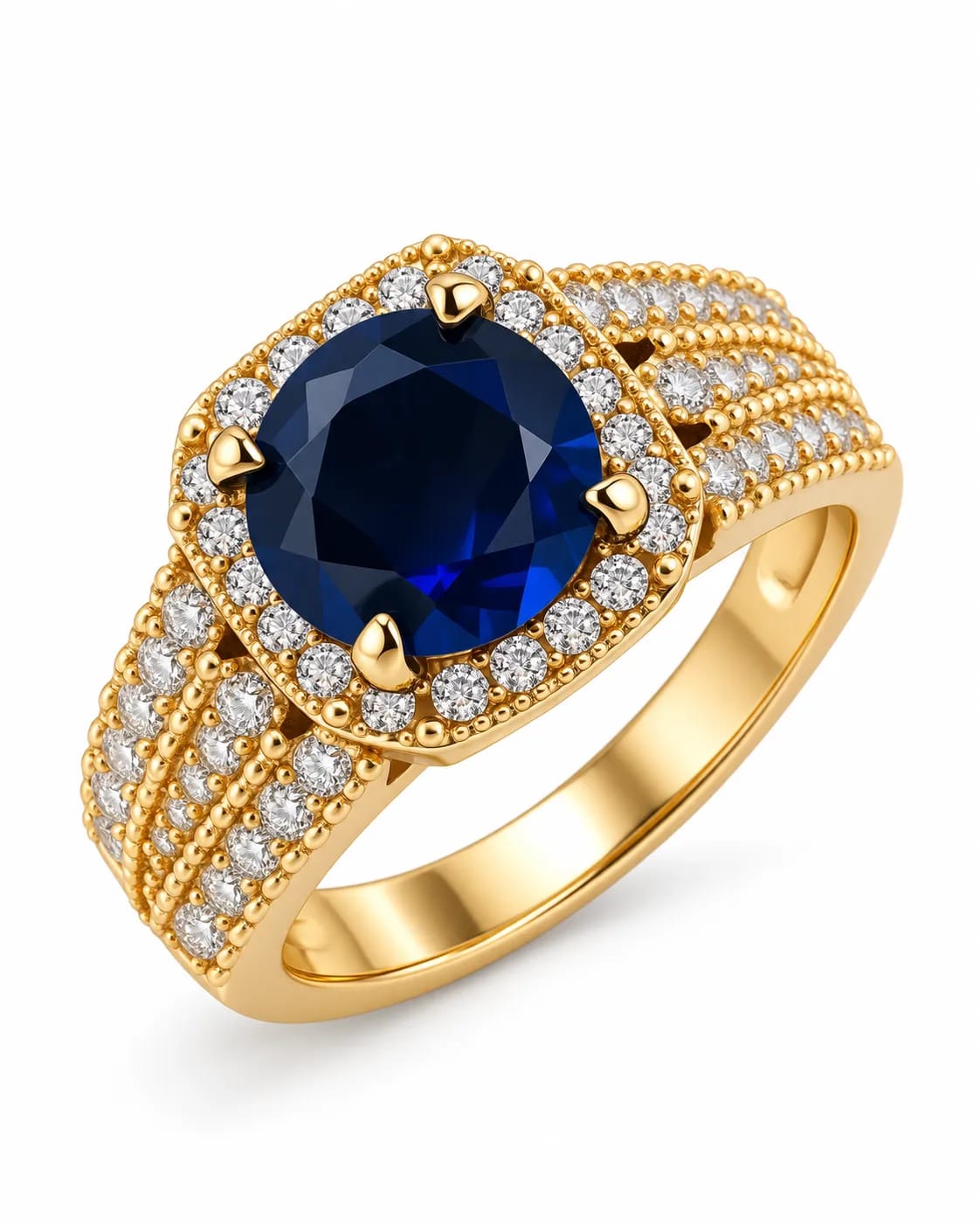 LUXARQ Blue Stone Gold Plated Statement Ring