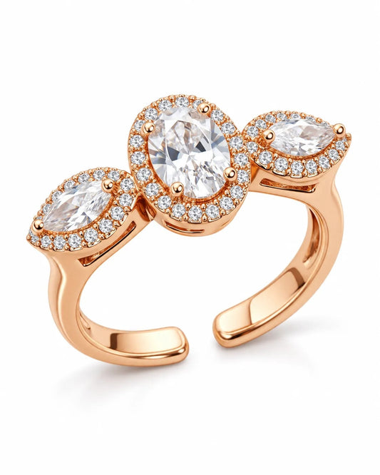 Elisse Rose Gold CZ Adjustable Ring