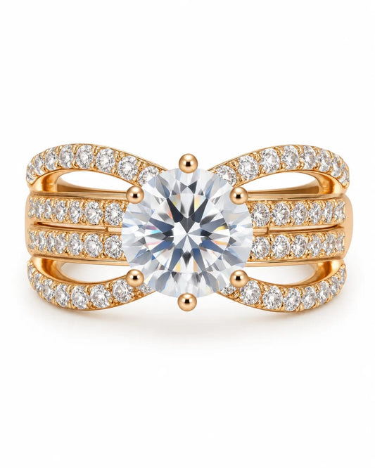 Celestine 18K Gold Plated CZ Solitaire Statement Ring