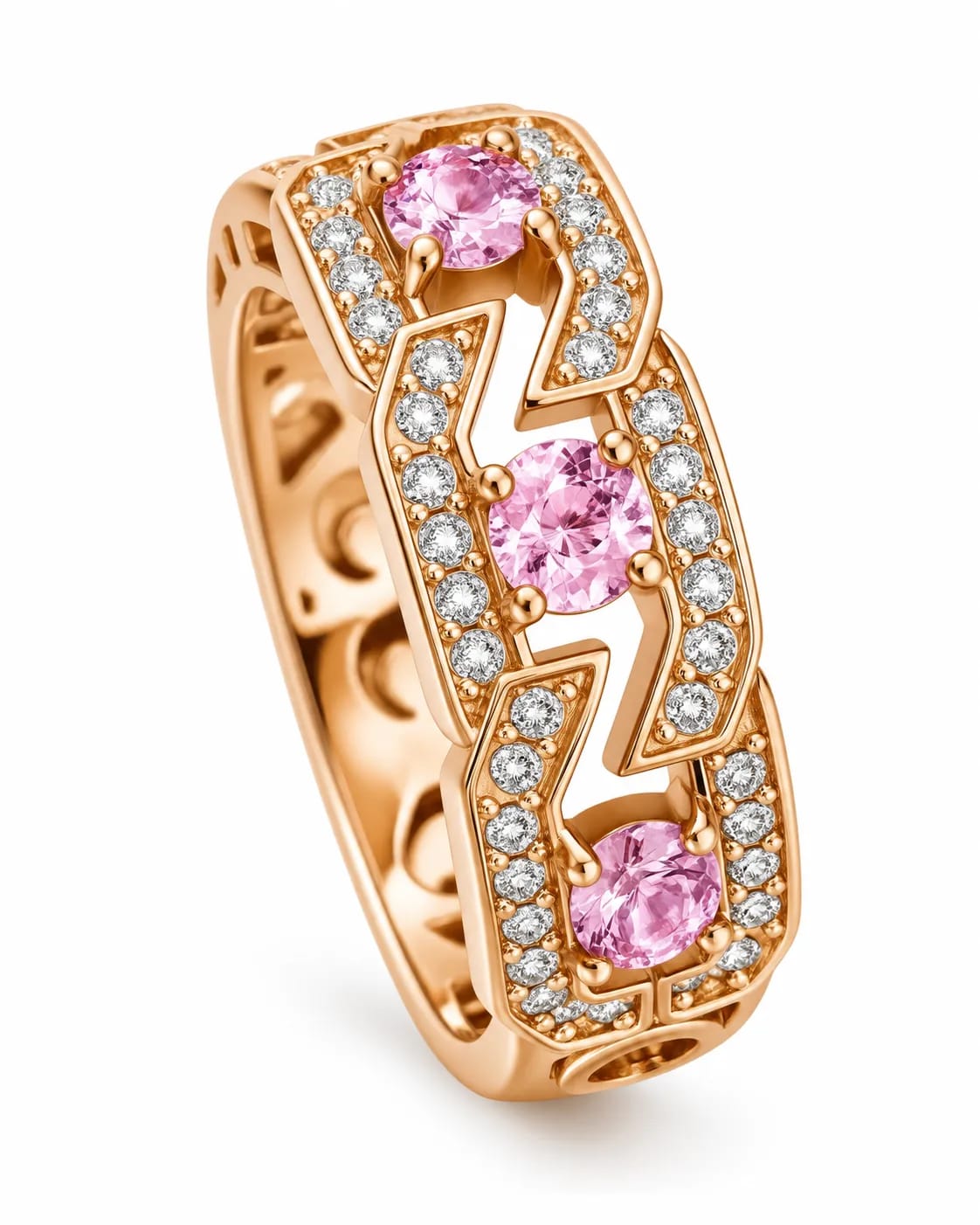 LUXARQ Pink Cubic Zirconia Rose Gold Tone Ring