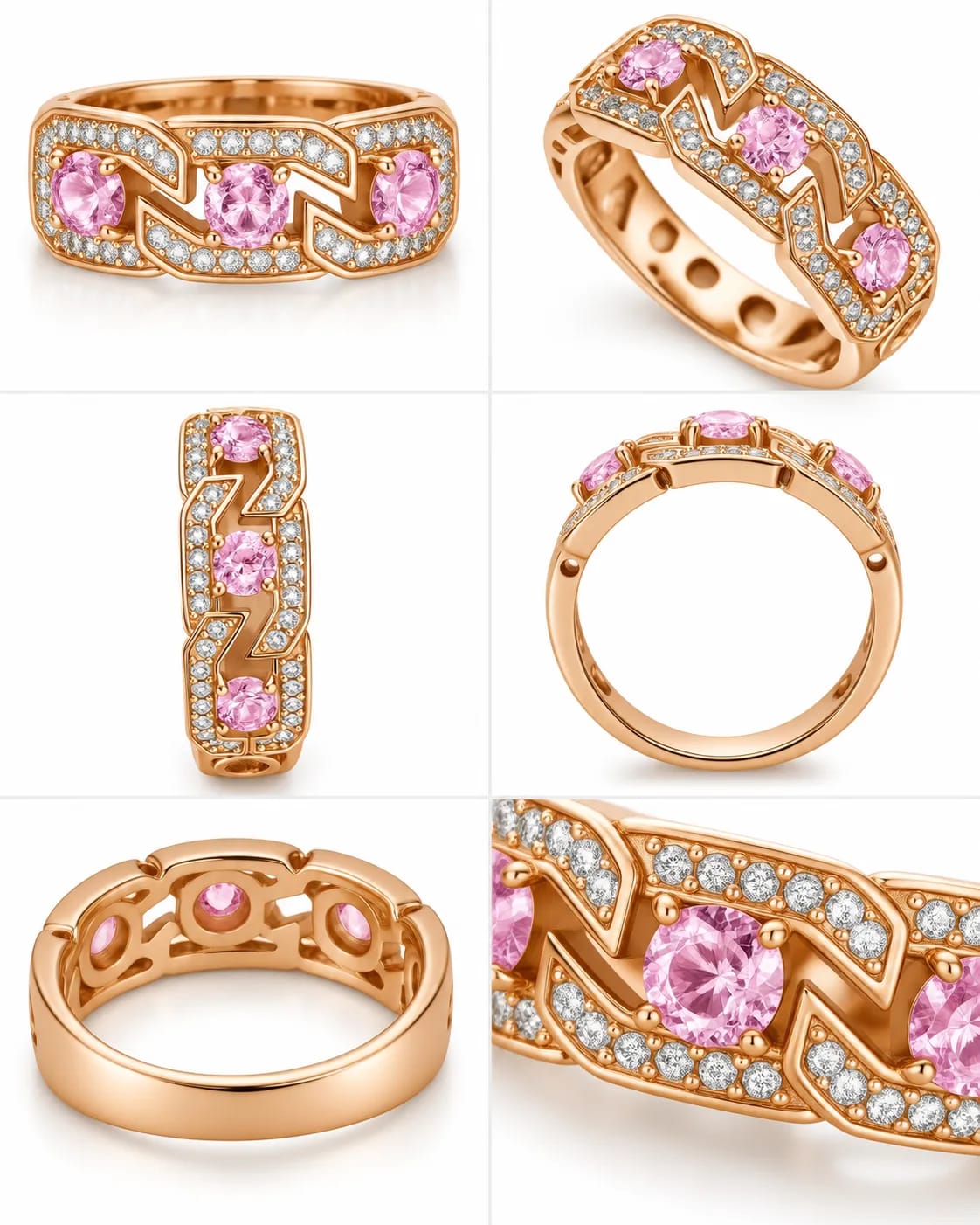 LUXARQ Pink Cubic Zirconia Rose Gold Tone Ring