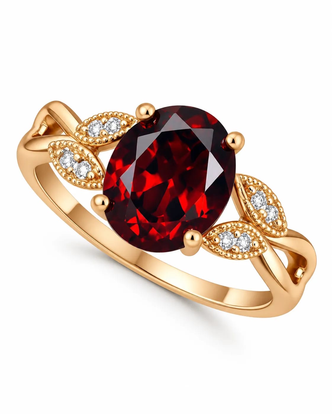 LUXARQ Red Oval Stone Gold Plated Statement Ring