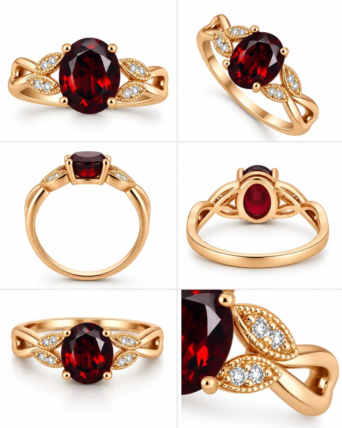 LUXARQ Red Oval Stone Gold Plated Statement Ring