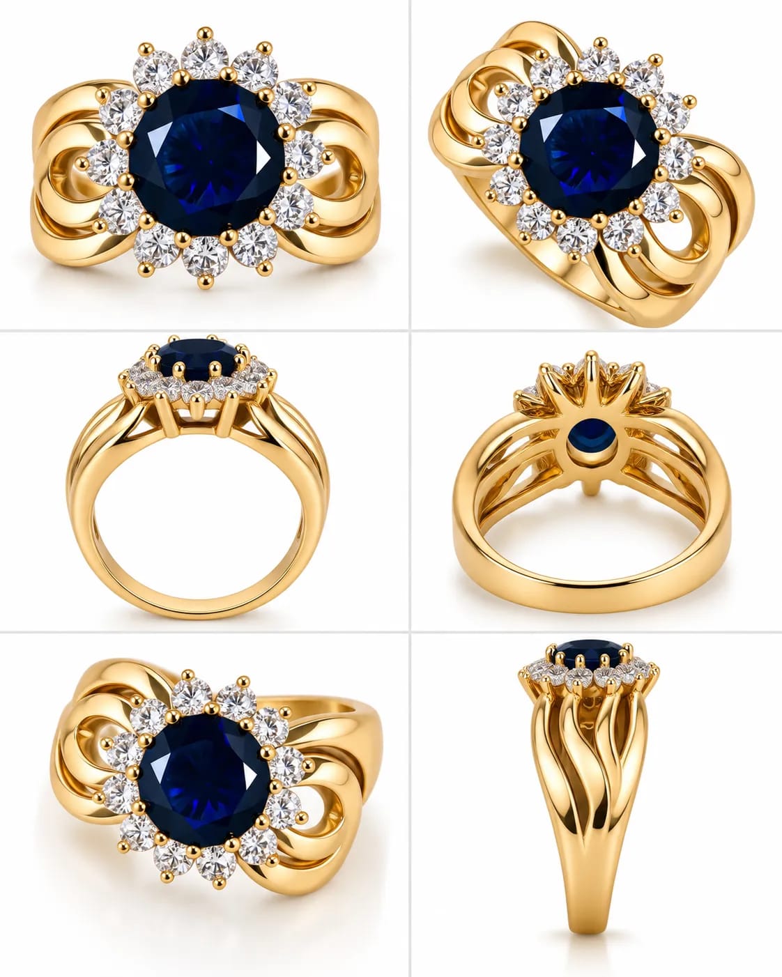 LUXARQ Blue Stone Gold Plated Statement Ring