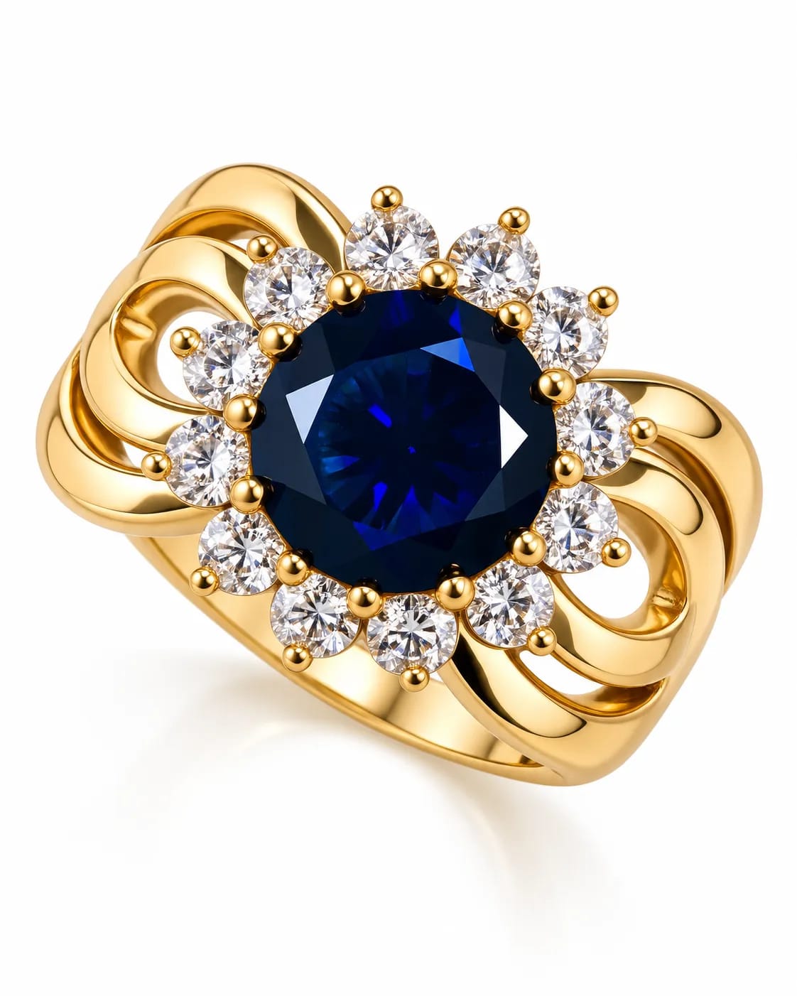 LUXARQ Blue Stone Gold Plated Statement Ring