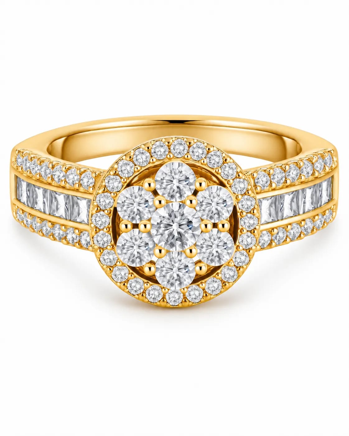 LUXARQ Gold Plated Cubic Zirconia Statement Ring