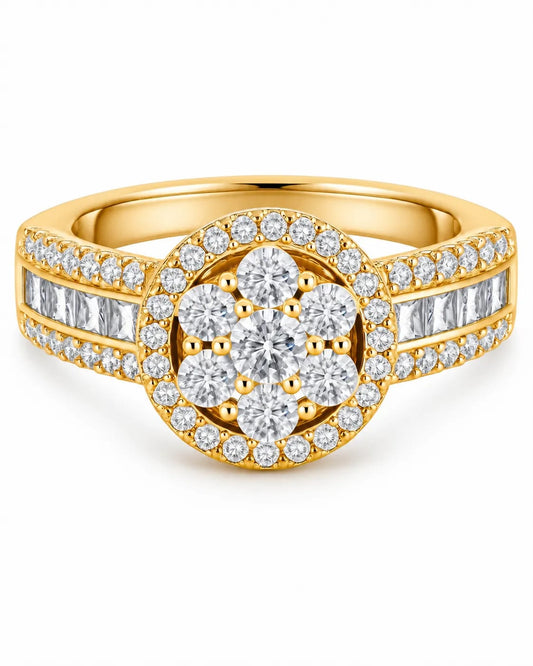 Celestra Gold Plated CZ Statement Ring