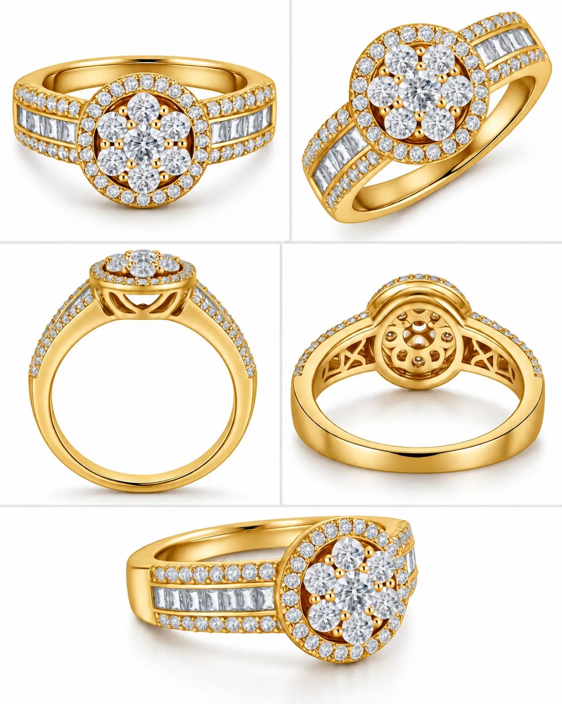 LUXARQ Gold Plated Cubic Zirconia Statement Ring