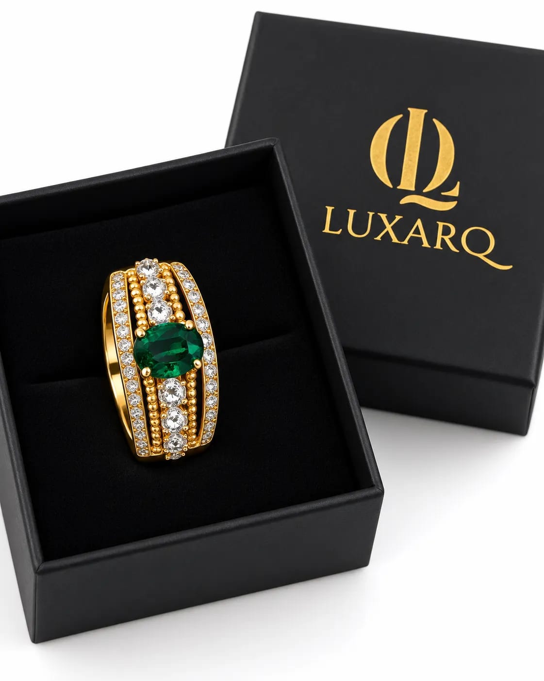 LUXARQ Green Oval Statement Fashion Ring