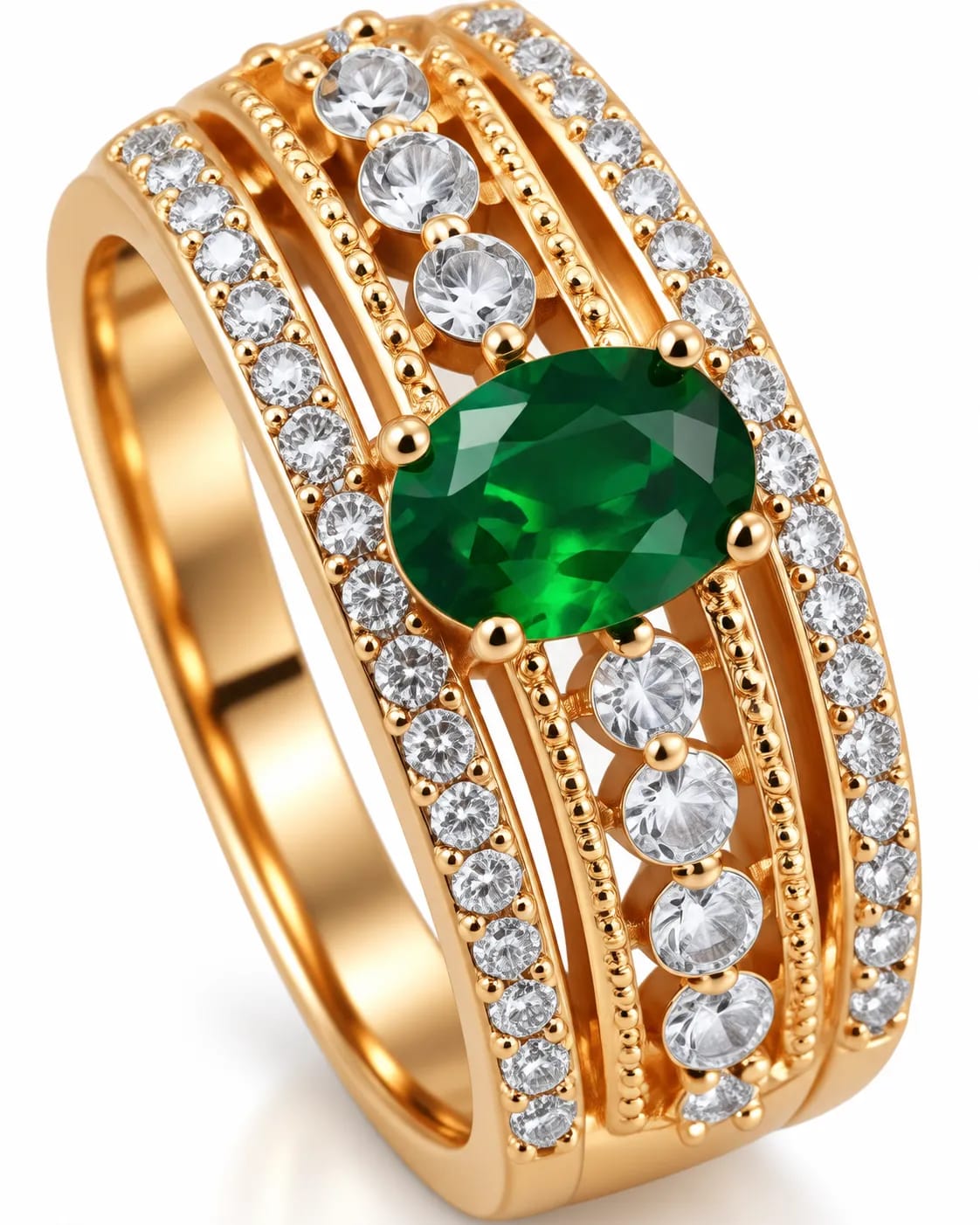 LUXARQ Green Oval Statement Fashion Ring