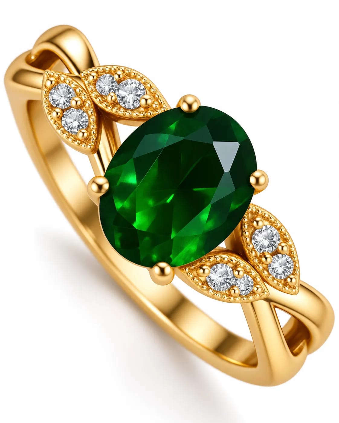 LUXARQ Green Oval Stone Statement Ring