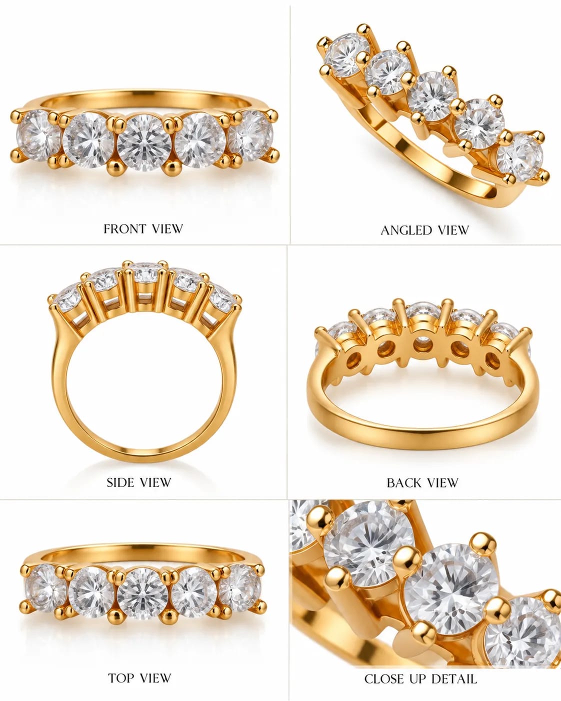 LUXARQ Gold Plated Cubic Zirconia Ring for Women