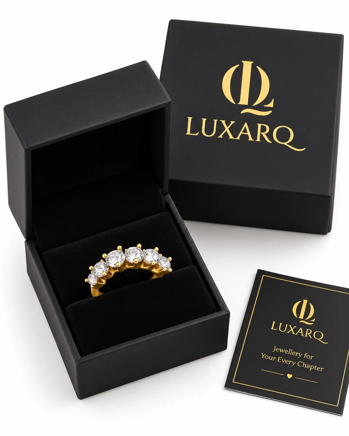 LUXARQ Gold Plated Cubic Zirconia Ring for Women