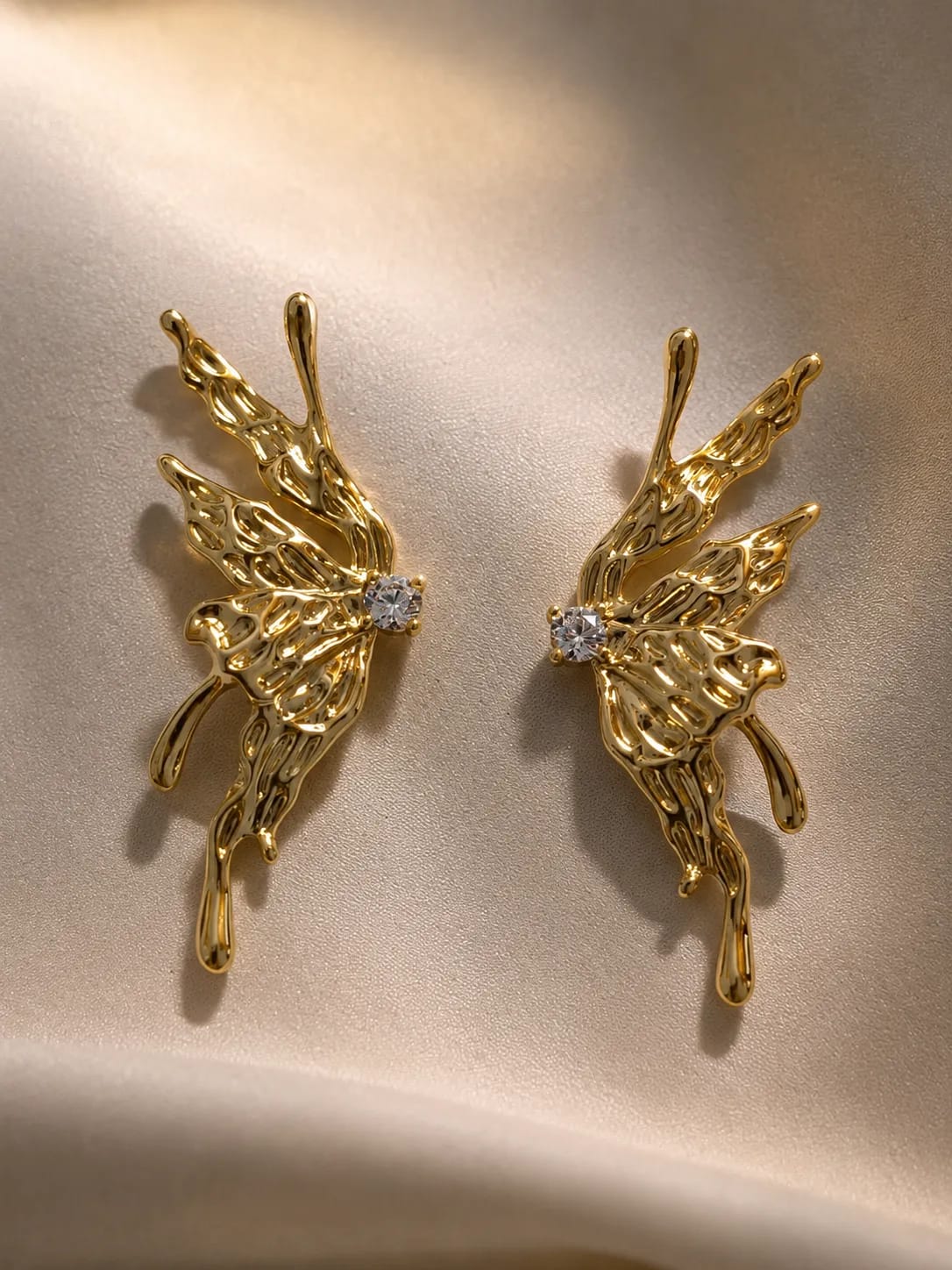 Mariposa Gold Butterfly CZ Stud Earrings
