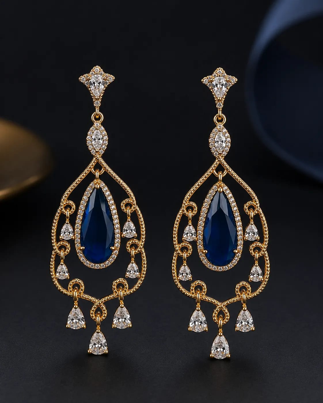 Azure Teardrop CZ Dangle Earrings