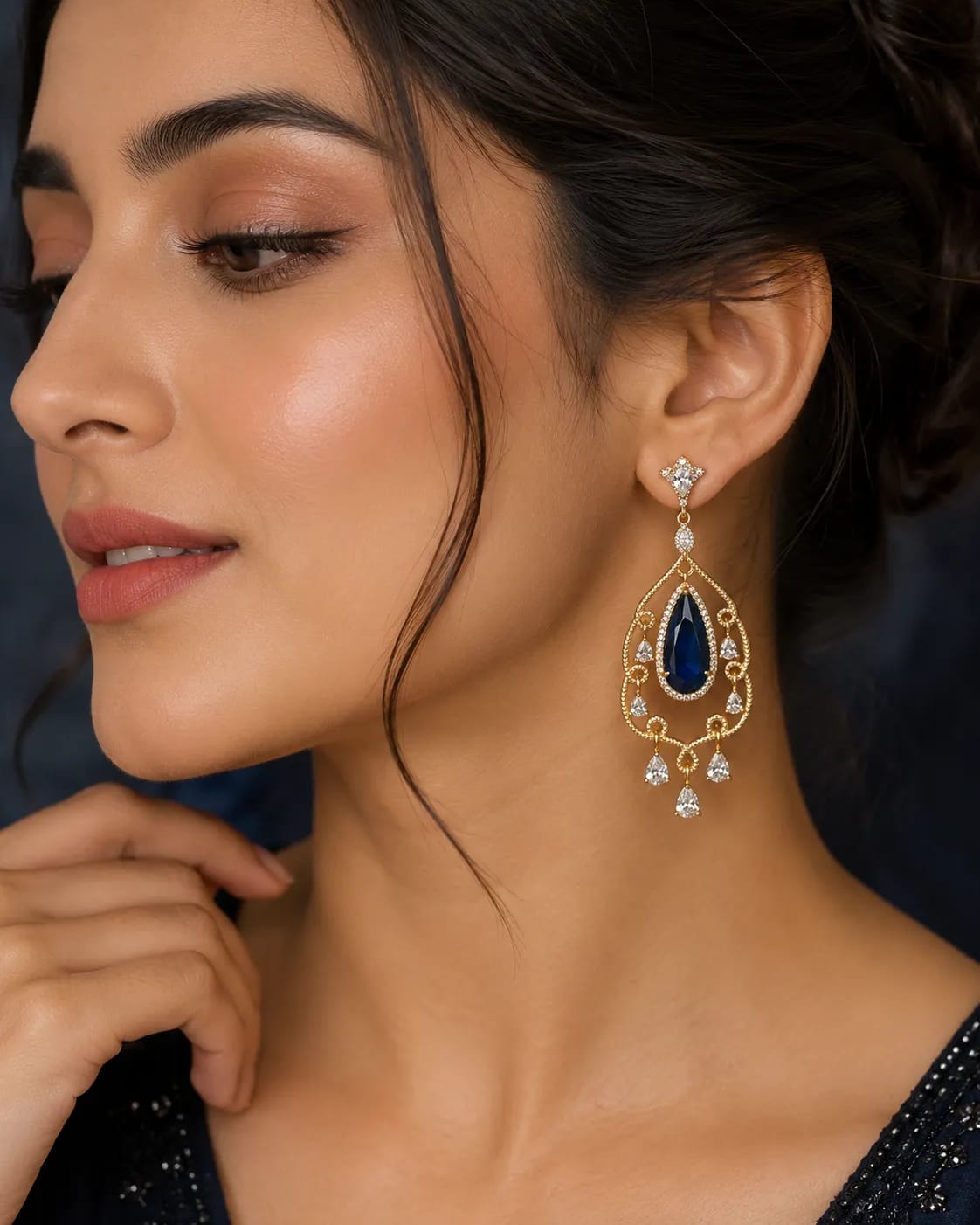 Azure Teardrop CZ Dangle Earrings