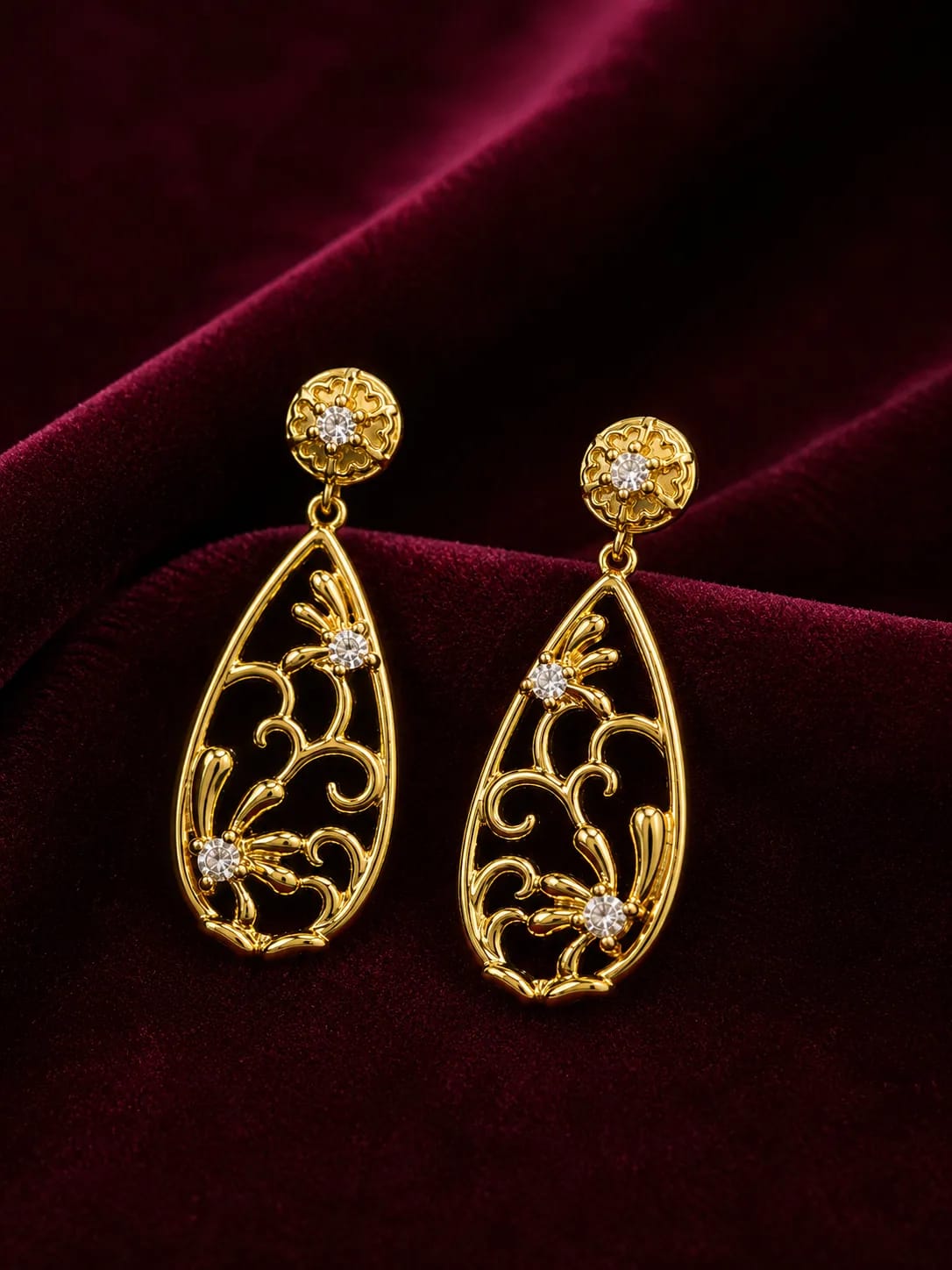 Florielle Gold-Plated Floral Teardrop Earrings