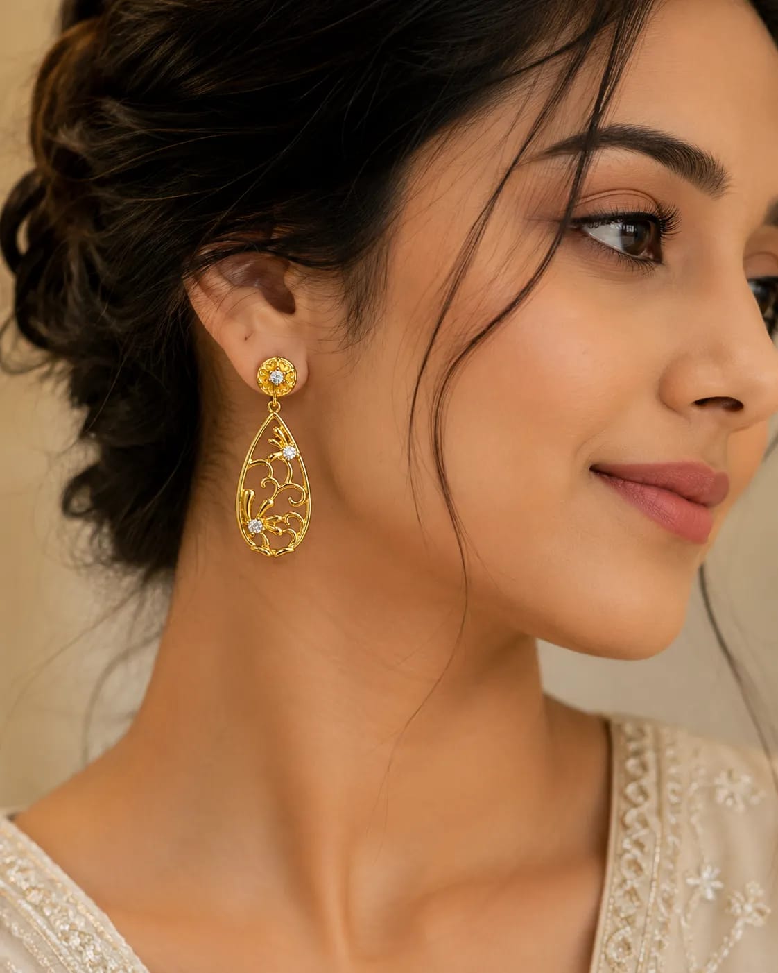 Florielle Gold-Plated Floral Teardrop Earrings