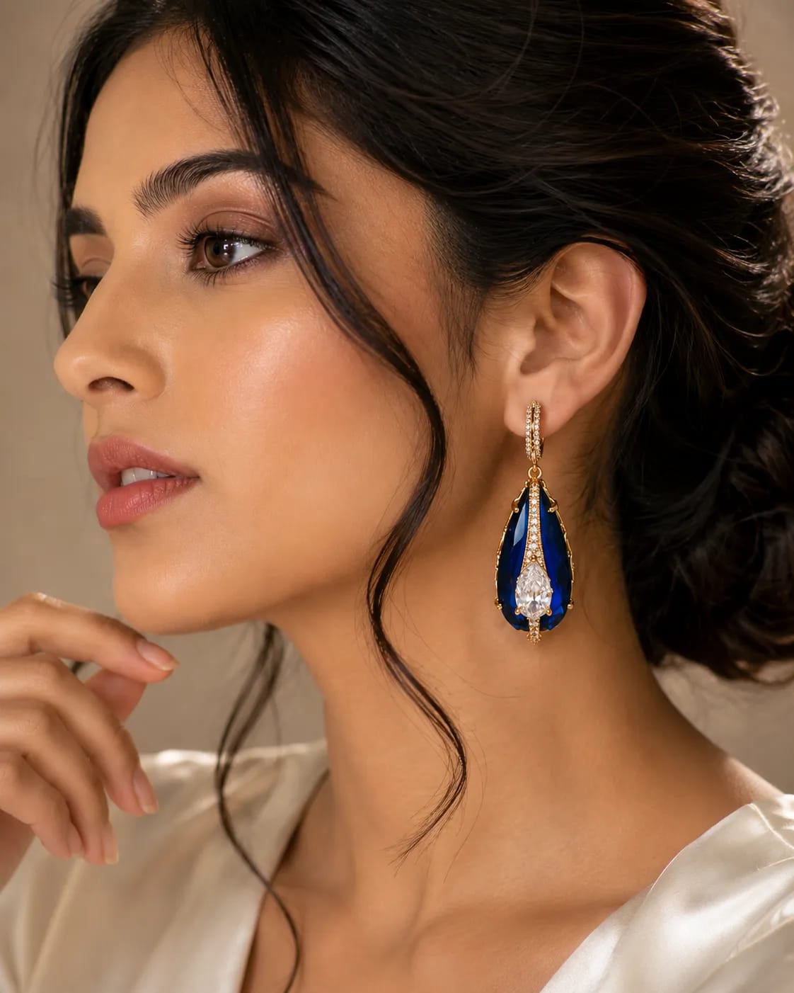 Azure Teardrop CZ Statement Earrings