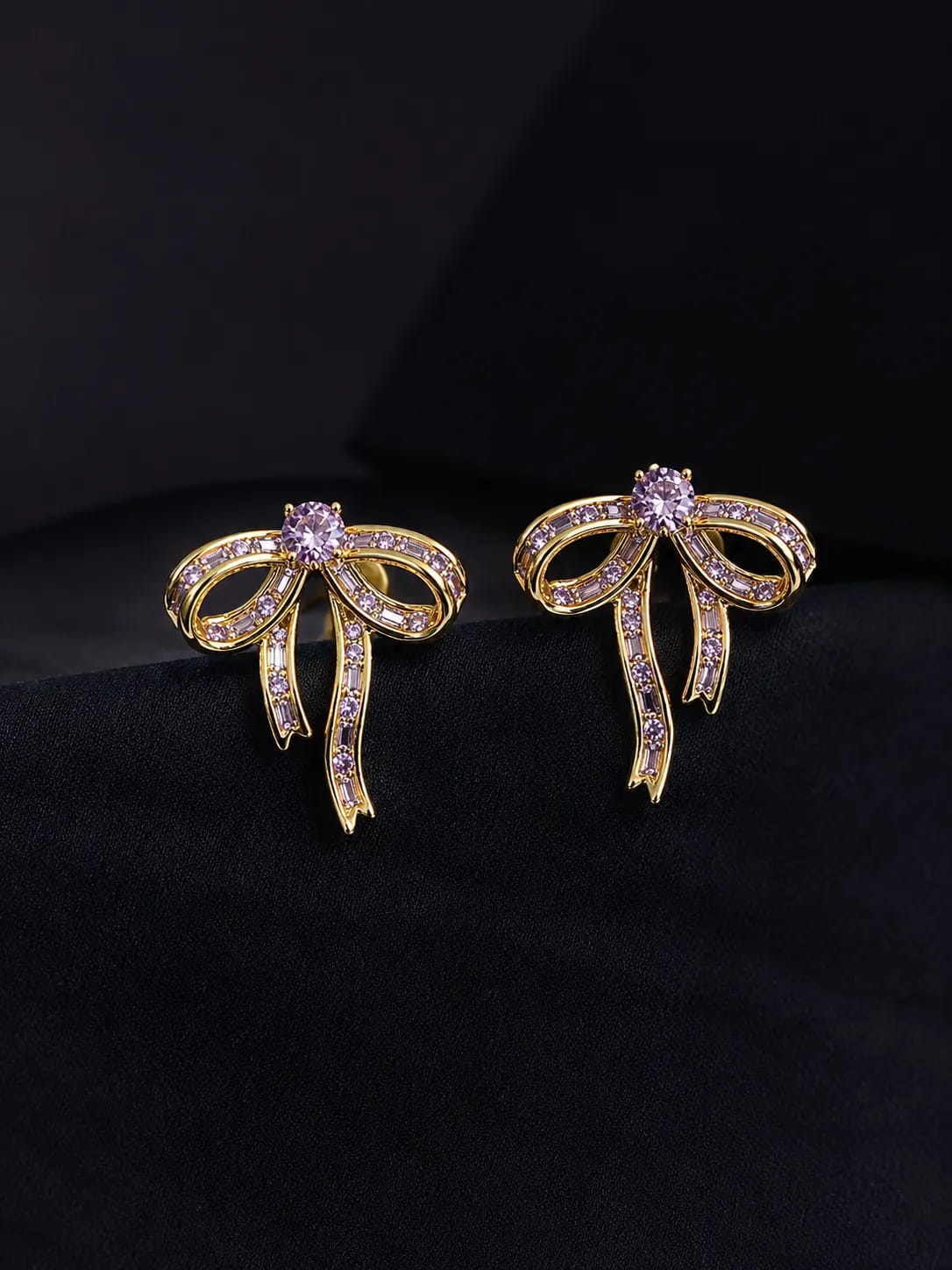 Lavelle Lavender Bow Statement Earrings