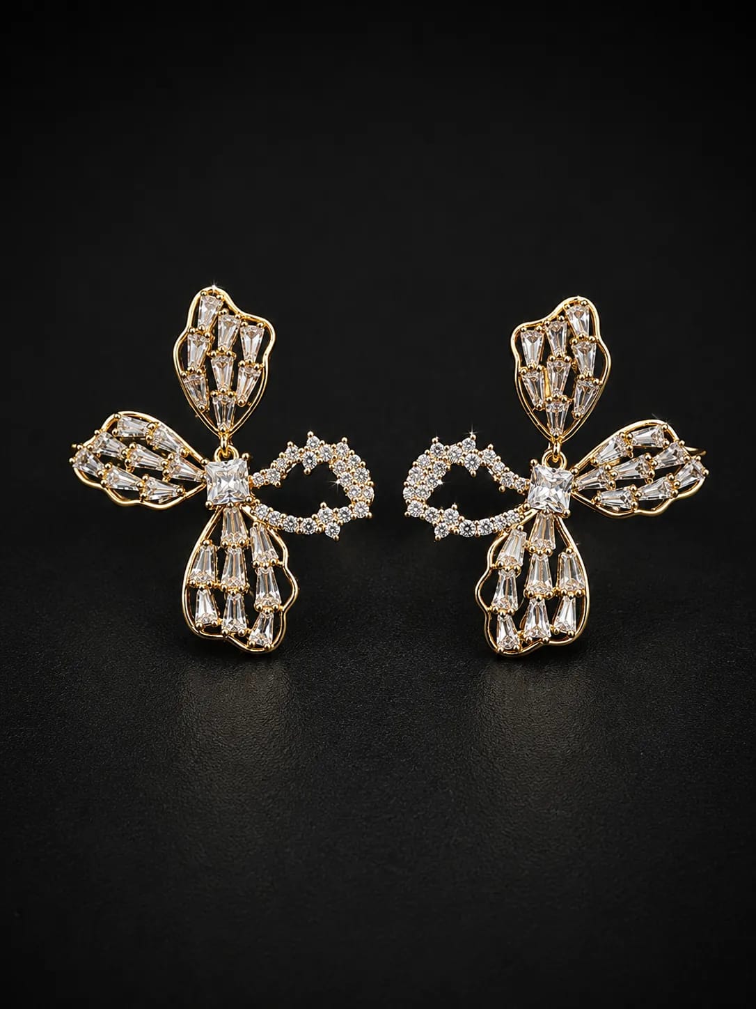 Aurelia Gold Floral CZ Statement Earrings