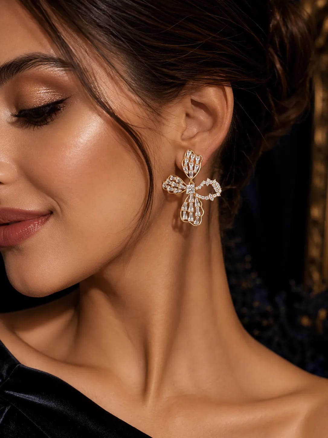 Aurelia Gold Floral CZ Statement Earrings