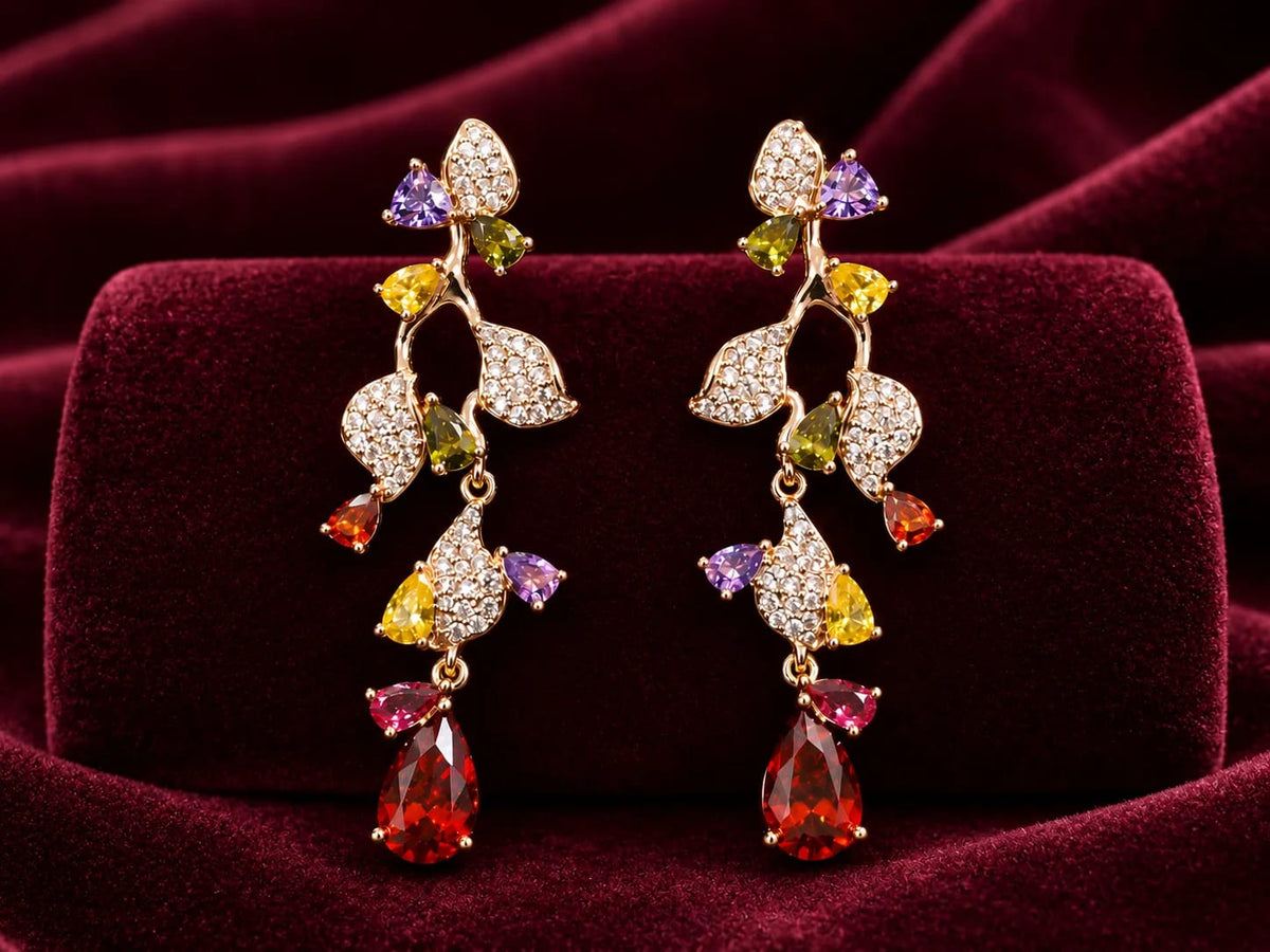 Florielle Multicolour Leaf Drop Earrings