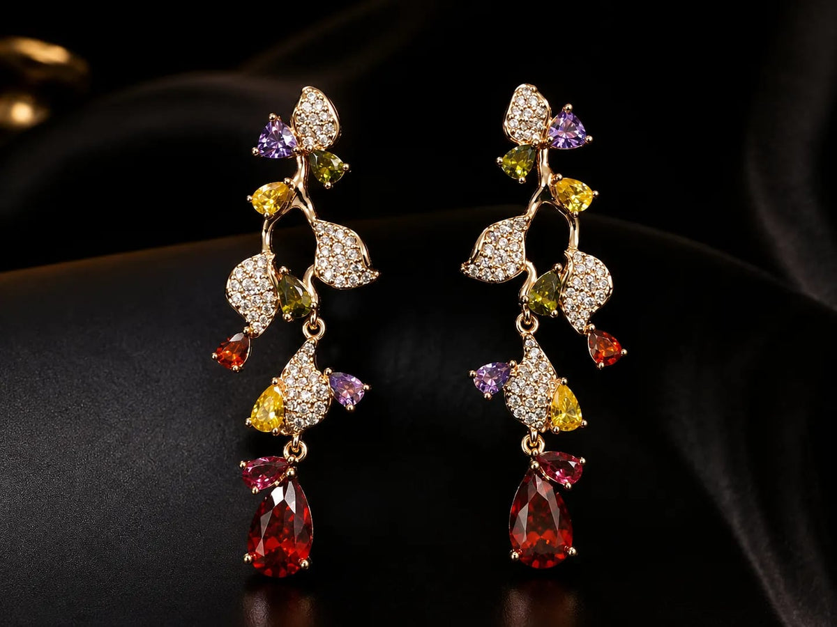 Florielle Multicolour Leaf Drop Earrings