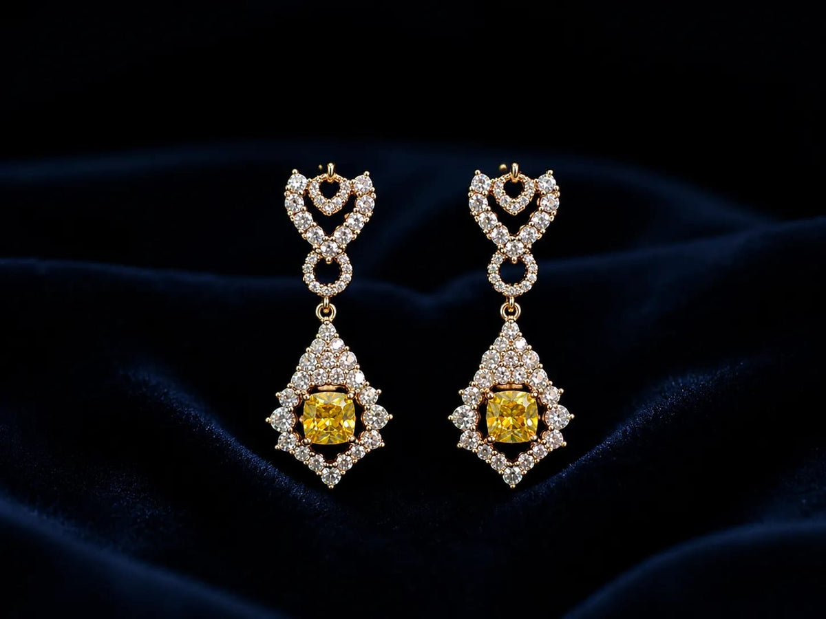 Rosaline Yellow Heart CZ Drop Earrings