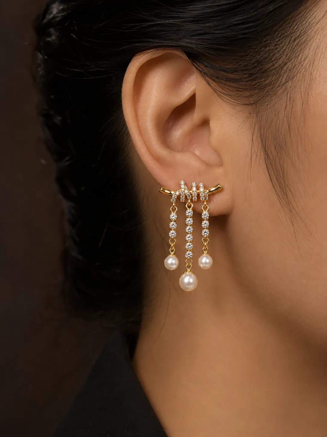 LUXARQ Gold-Plated Pearl Drop Earrings