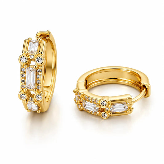 Celestra Gold-Tone CZ Hoop Earrings