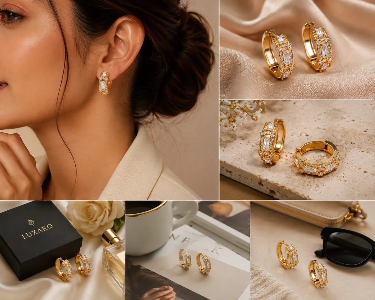 Celestra Gold-Tone CZ Hoop Earrings