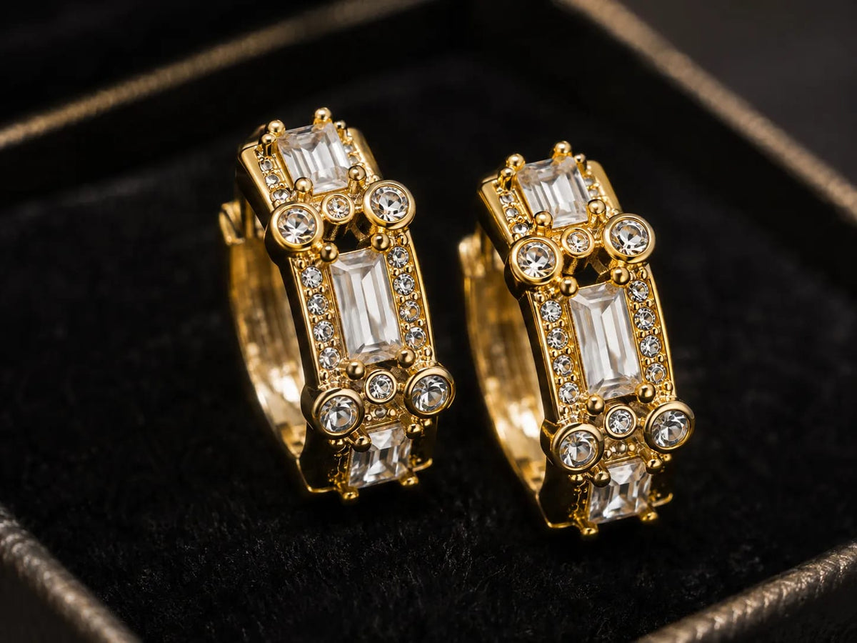 Celestra Gold-Tone CZ Hoop Earrings