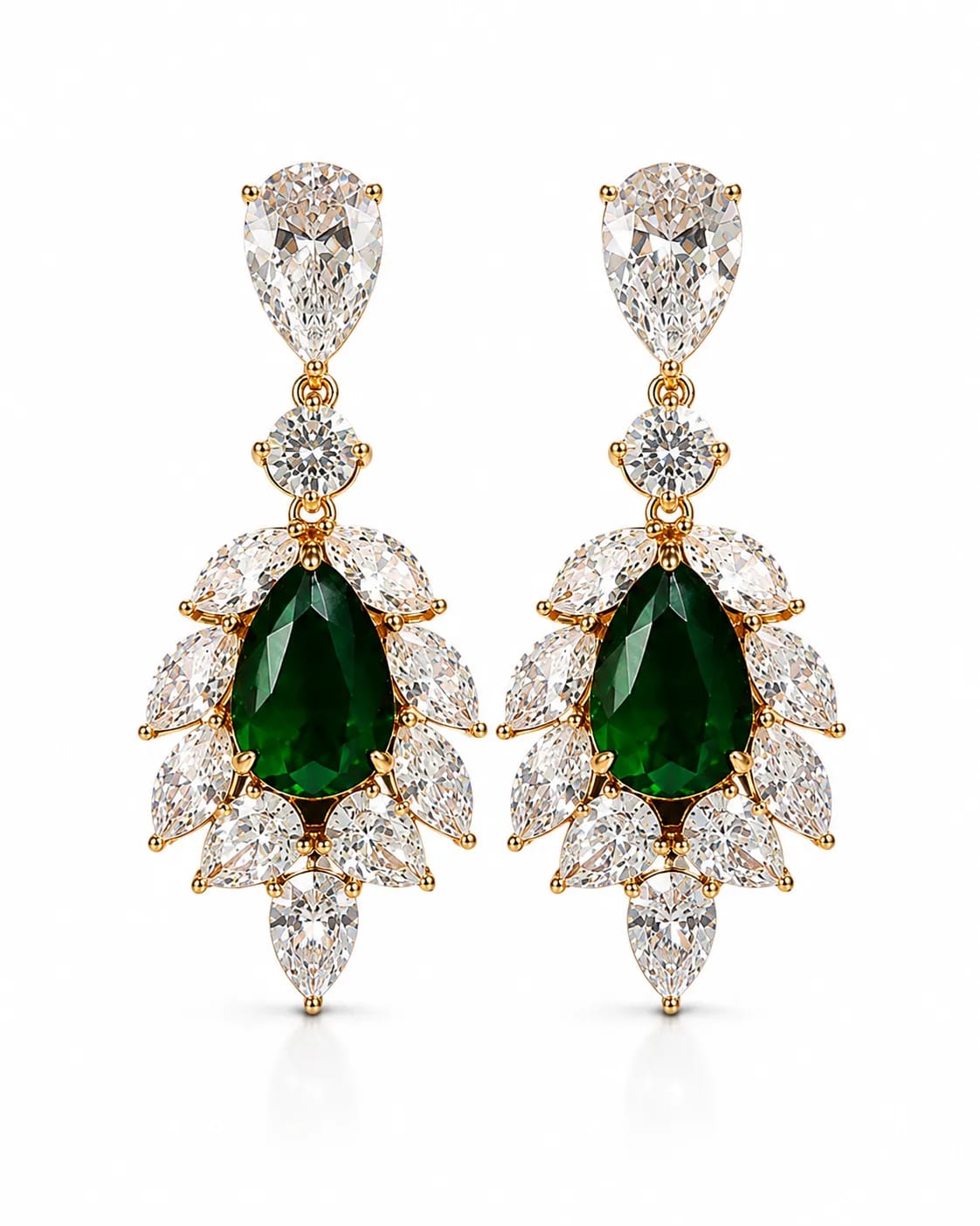 Emerald Grace Green CZ Statement Earrings