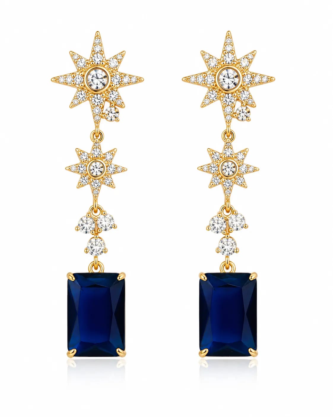 Azure Star Blue Stone Drop Earrings