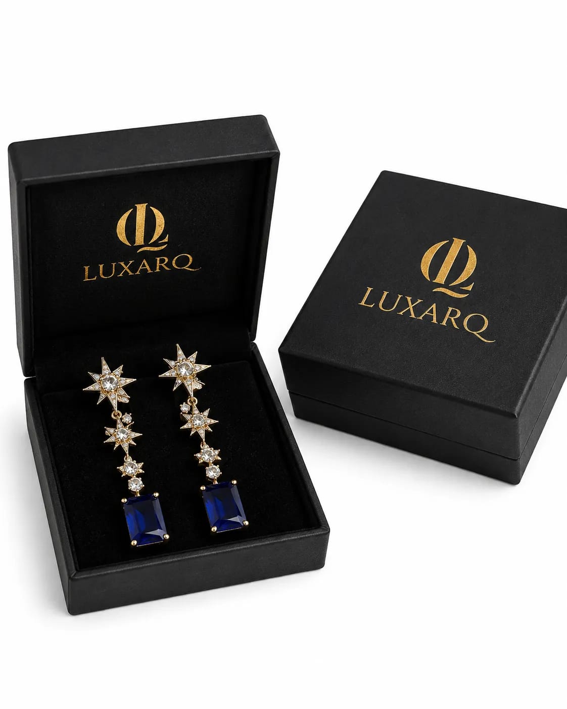 Azure Star Blue Stone Drop Earrings